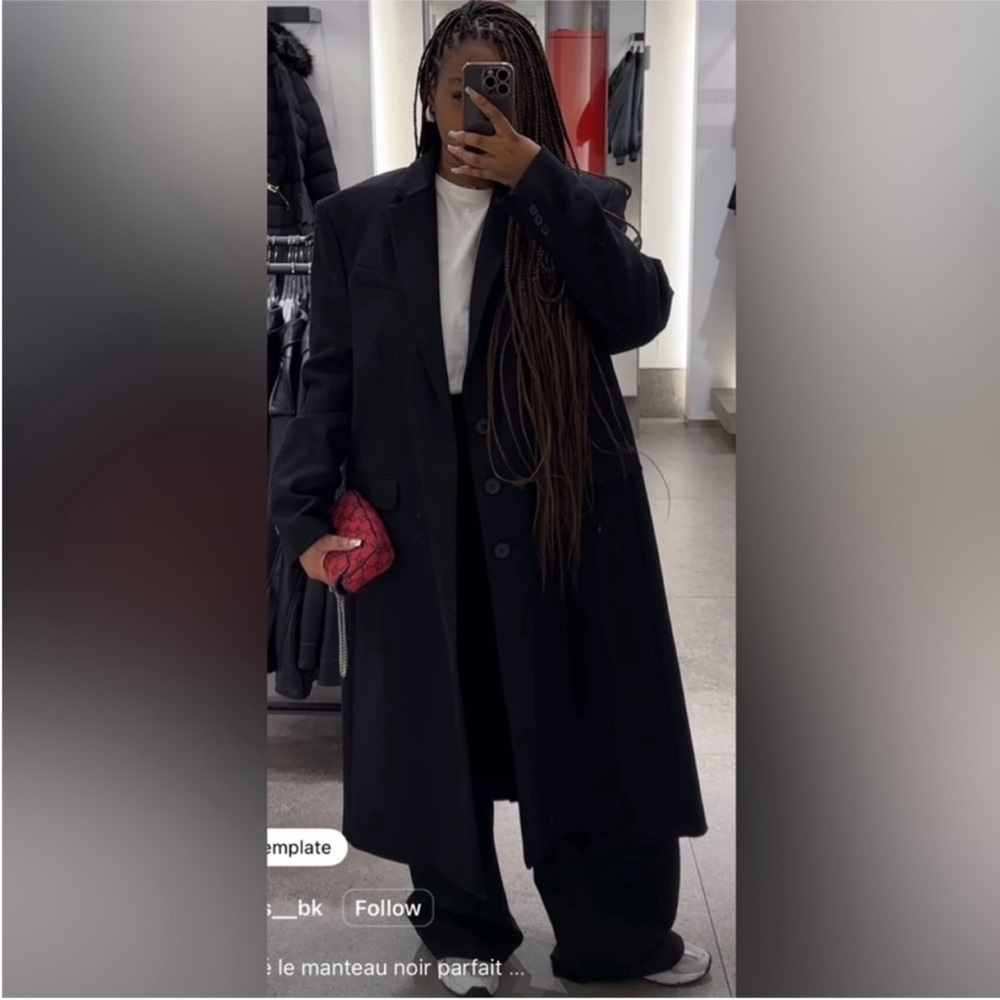 $350 Zara Black Oversized wool blend Coat Jacket STEVEN MEISEL Limited Ed XS NWT - Picture 4 of 13